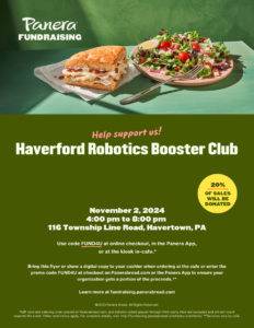 Roboforce Panera Fundraiser - November 2nd, 2024